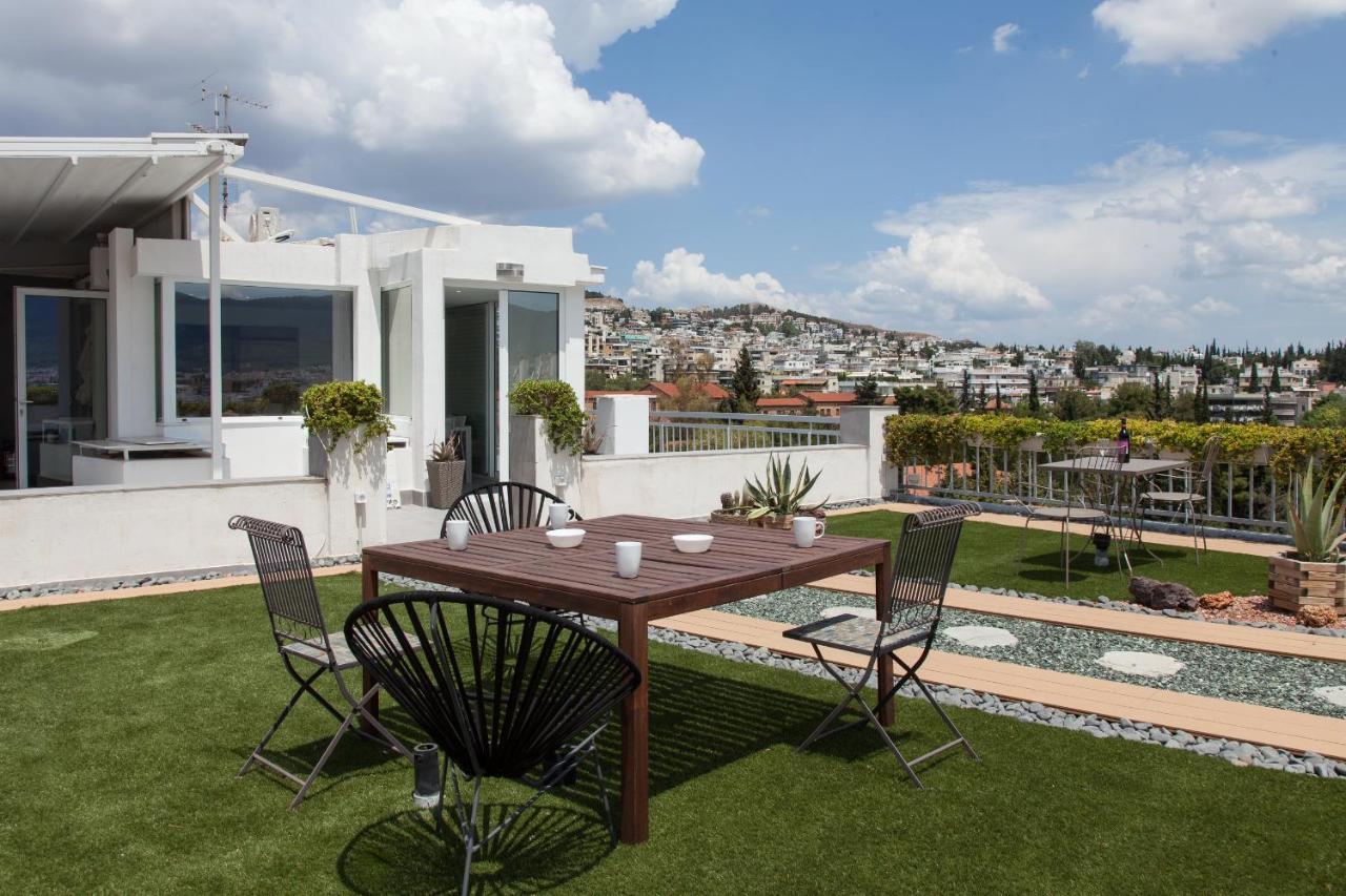Ferienwohnung Gorgeous Penthouse With Private Jacuzzi And Amazing View! Athen Exterior foto