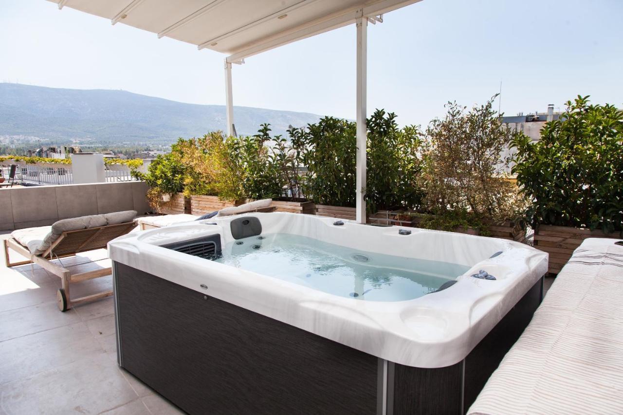 Ferienwohnung Gorgeous Penthouse With Private Jacuzzi And Amazing View! Athen Exterior foto